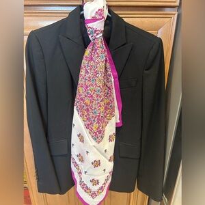 Italian Made Magenta & White Floral Square Scarf
